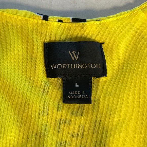 Worthington Womens Butter Yellow Black Tank Top VNeck Athletic Back Sz L - Picture 9 of 12